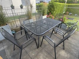 Gartentischset Metall 6 Stühle 1 Tisch gebraucht