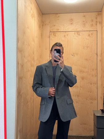 Zara premium collection wool grey oversized blazer S-M 36-38
