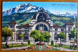 Luzern - Bahnhof - Animée AK