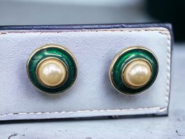 Vintage emaillierte Ohrringe, Cabouchon Luxus-Modeschmuck