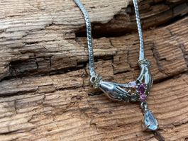 Supercollier mit Aquamarin und Granat
