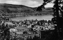 Gruss vom TITISEE, HOCHSCHWARZWALD - alte Panoramakarte