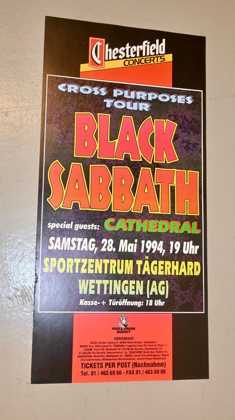 Dischi in vinile: Orginal BLACK SABBATH Konzert Poster 1994 Wettingen – Usato da Pfaffhausen venduto da mono_rec 1