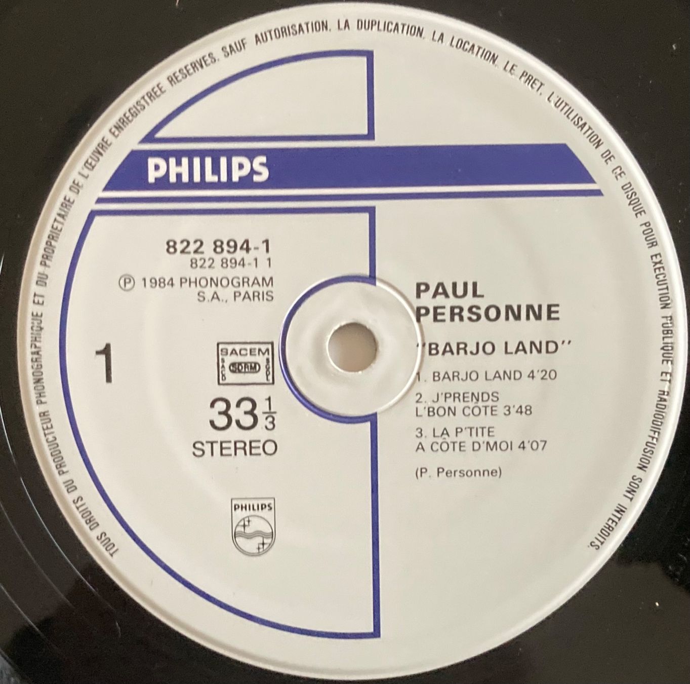 Dischi in vinile: PAUL PERSONNE - BARJO LAND – Usato da Poliez-Pittet venduto da Newtown-Records 3
