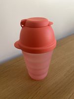 Vintage pink Tupperware Drinking Glass with Shaker Lid 330 m
