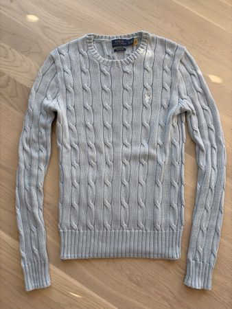 Polo Ralph Lauren Zopfmuster Pullover himmelblau Grösse XS