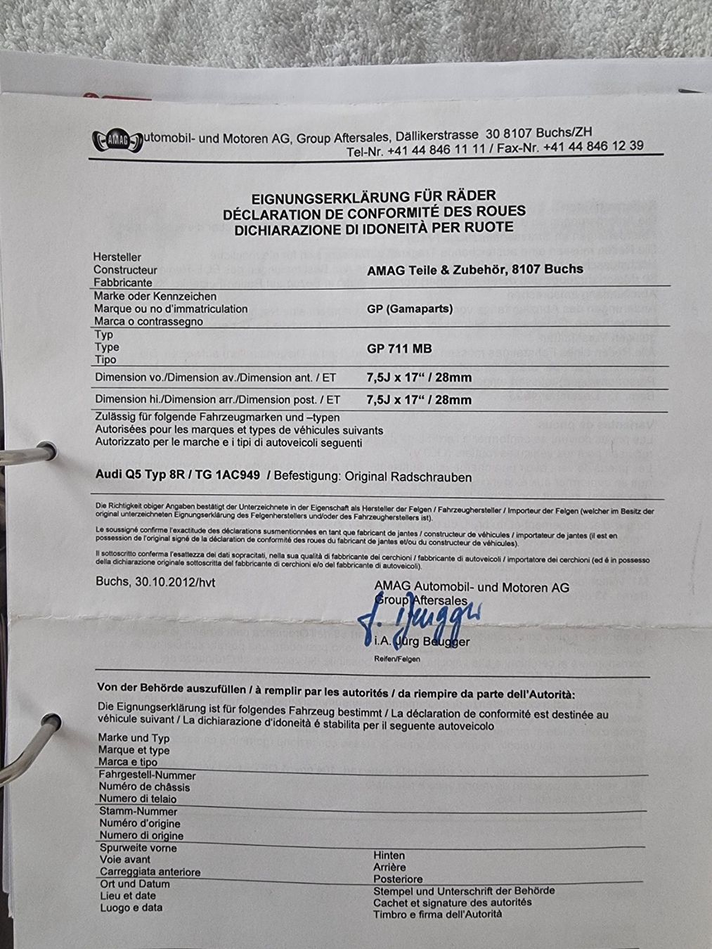Gamaparts Pneumatici & Ruote complete: Sommerräder komplett Audi Q5 – Usato da Maienfeld venduto da Hejworth 6