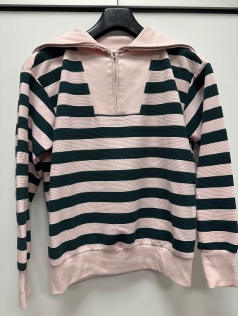 Cooler Pullover gestreift - hellrosa/Grün - Gr. S