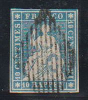 1854 10Rp. Strubel  23 Aa, 1. Münchner Druck mit Attest TOP