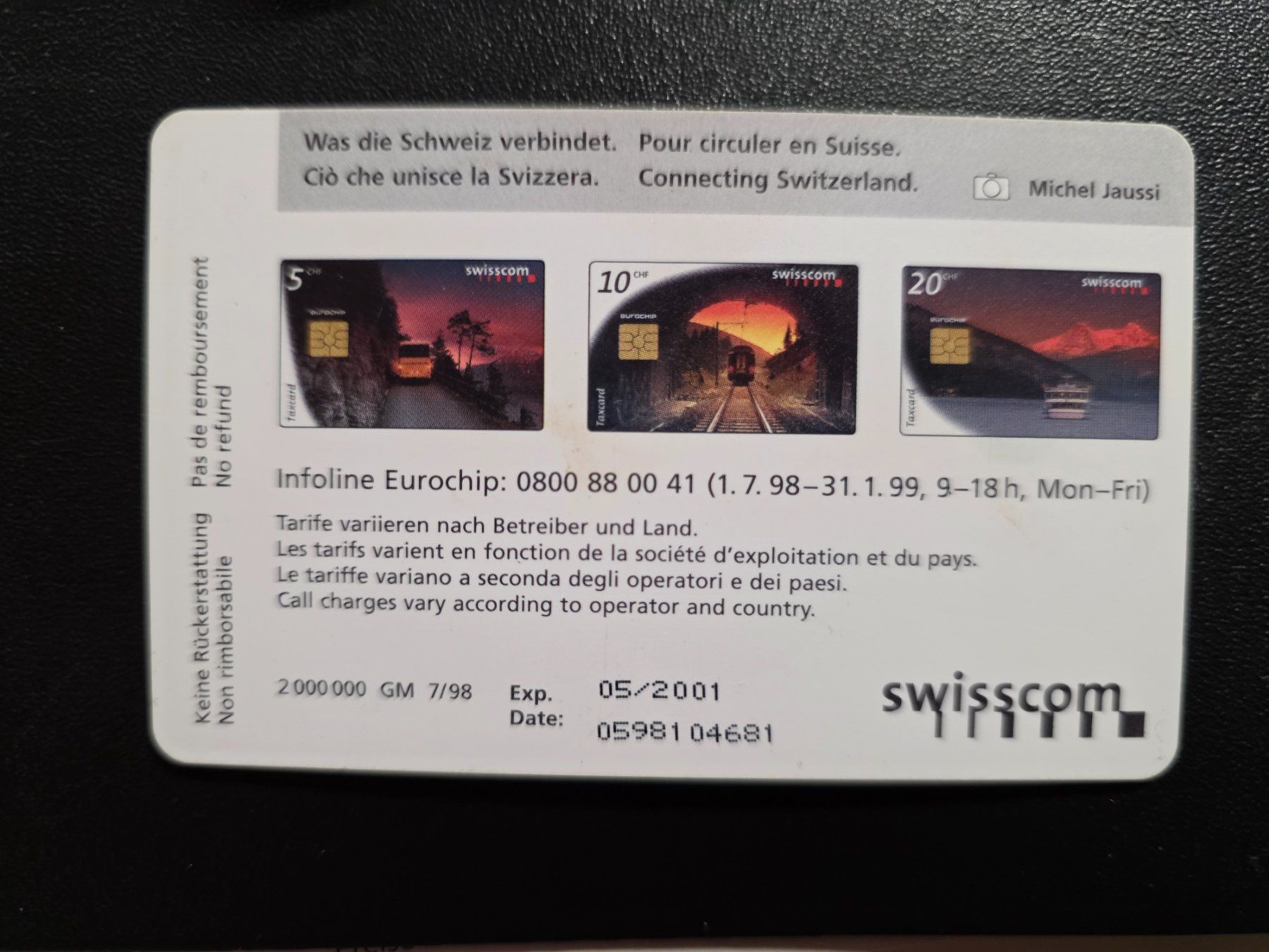 Swisscom Schede telefoniche: Swisscom - Taxcard 5.- CHF - Postauto – Usato da Walterswil BE venduto da Lonitti 1