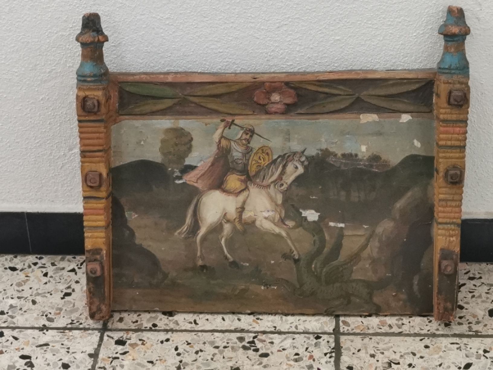 Poster & Bilder: Antikes Bild Ritter Drachentöter auf Holz gemahlt – Gebraucht aus Mellingen von fra_g7y8 1