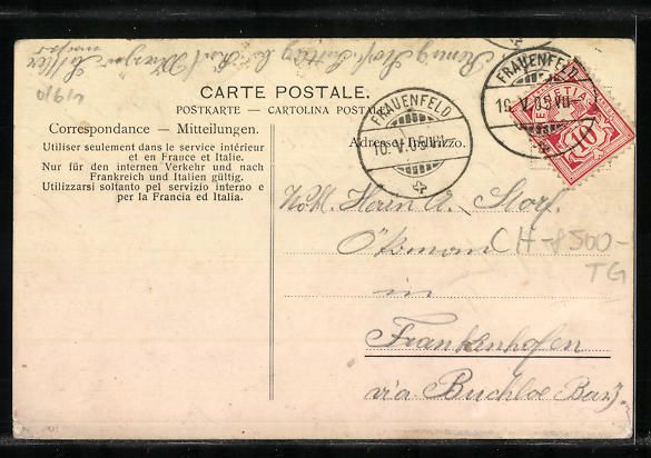 Cartes postales: AK Frauenfeld, Post, 1905 – D'occasion à Berlin par bartko-reher 1