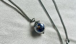 Silber Halskette, Kette mit Glaskugel & Blüten