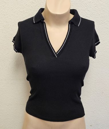 Stradivarius Damen T-Shirt / Polo-Shirt Schwarz – Gr. M – Ge