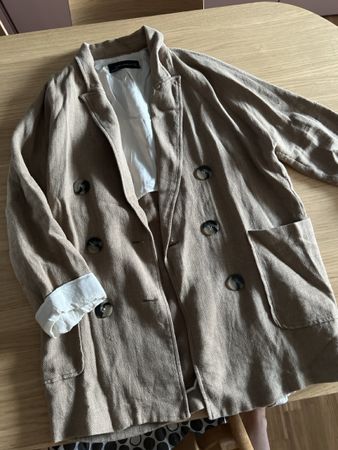 ZARA Blazer aus Leine, Grösse L Beige 