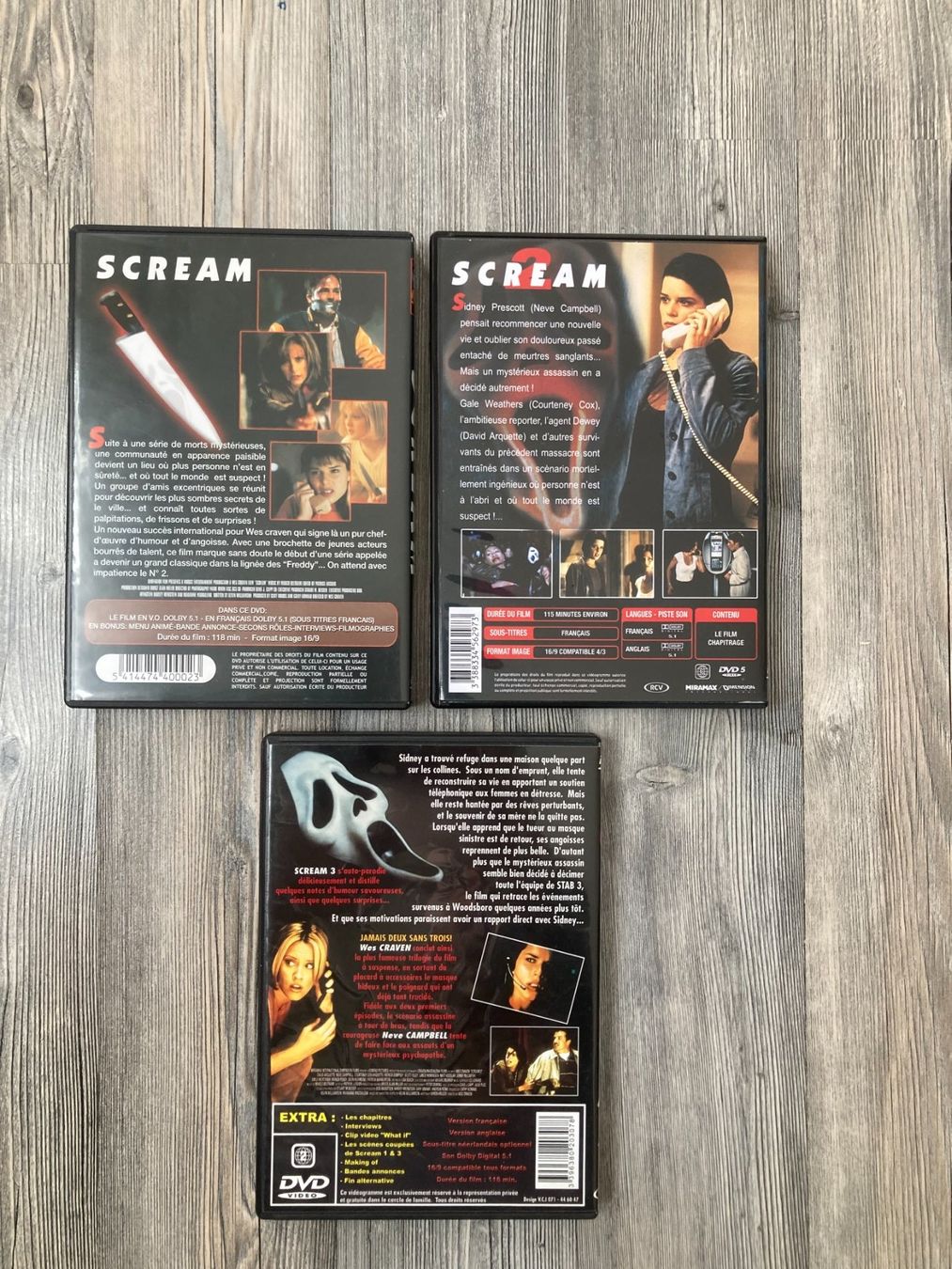 Tutti i DVDs: 3 Films DVD - SCREAM I, II & III – Usato da Bassecourt venduto da CALUMET-X 1