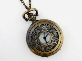 Kettenuhr Vintage Style, Antikbronze, Dekouhr, Modeschmuck