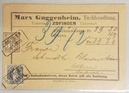 B12) 1899, Mischfrankatur Stehende Helvetia, Ziffer Lp