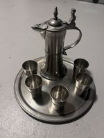 Zinn Set E. Braumandl Kanne Becher Tablett gebraucht