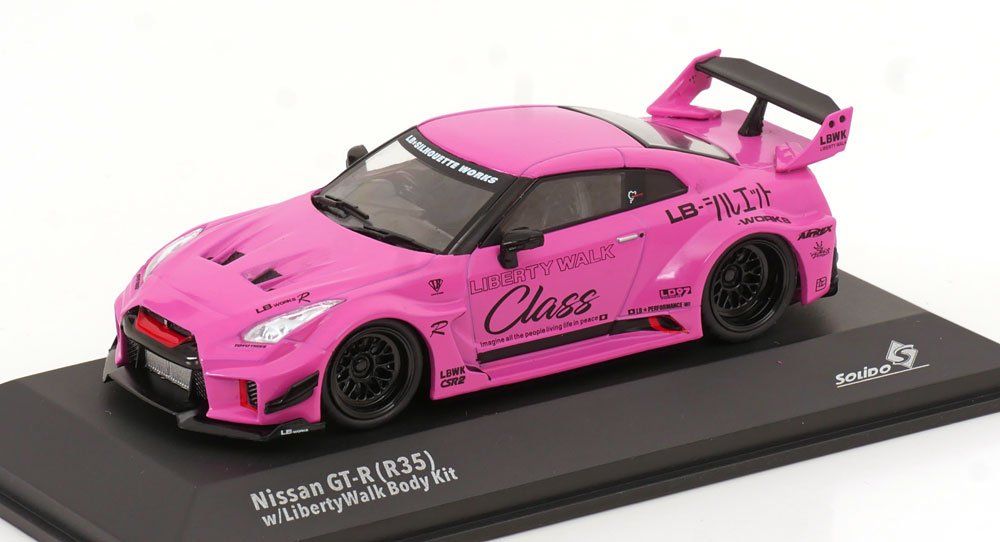 Nissan GT-R(R35) Liberty Walk Body Kit pink/schwarz 1/43 NEU (Neu und ...