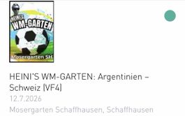 2 reservierte Sitzplätze Public Viewing SH für SUI-ARG