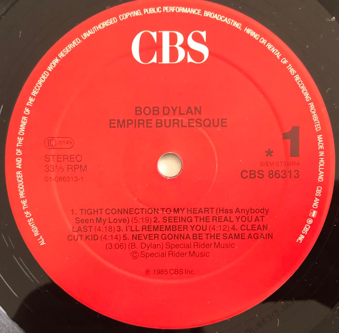 Schallplatten: BOB DYLAN - EMPIRE BURLESQUE – Gebraucht aus Poliez-Pittet von Newtown-Records 3