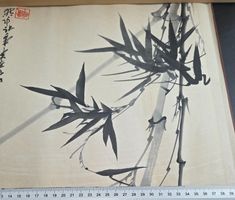 Japanische Tuschemalerei Rollbild (Kakejiku) – Bambusmotiv
