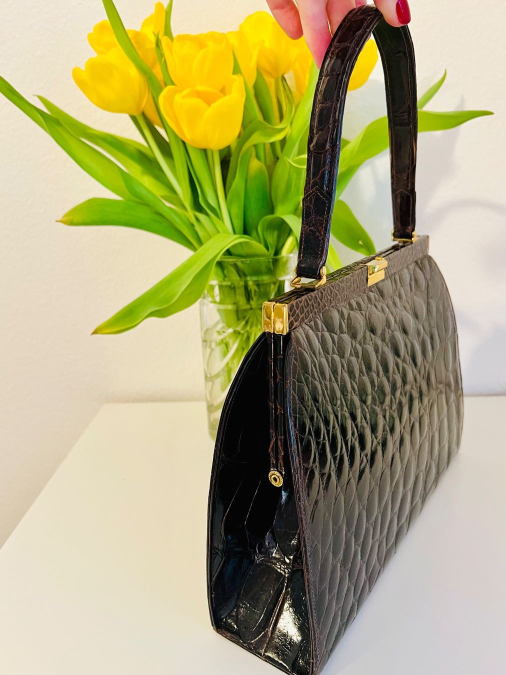 Taschen für Damen: Kroko Leder Handtasche - Top! – Gebraucht aus Rüschlikon von topswissvintage 6