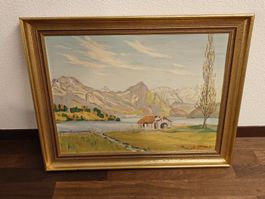 Original Ölgemälde J. Traxler 1935 – Alpenlandschaft am See