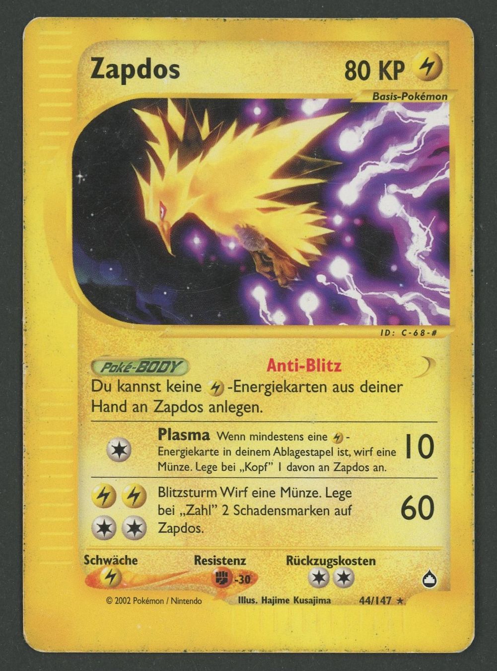 Pokémon Sammelbilder & Trading cards: Zapdos 44/147 Aquapolis DE ab 1.- – Gebraucht aus Rupperswil von gengarbasar