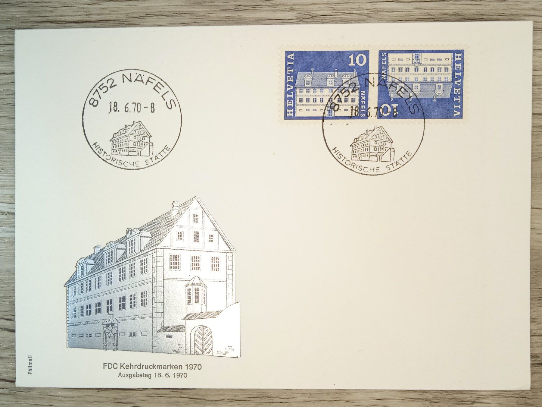 Tutti i francobolli: TR60 Enveloppe + Timbre Suisse 1970 – Usato da Cousset venduto da Patrick_Collections