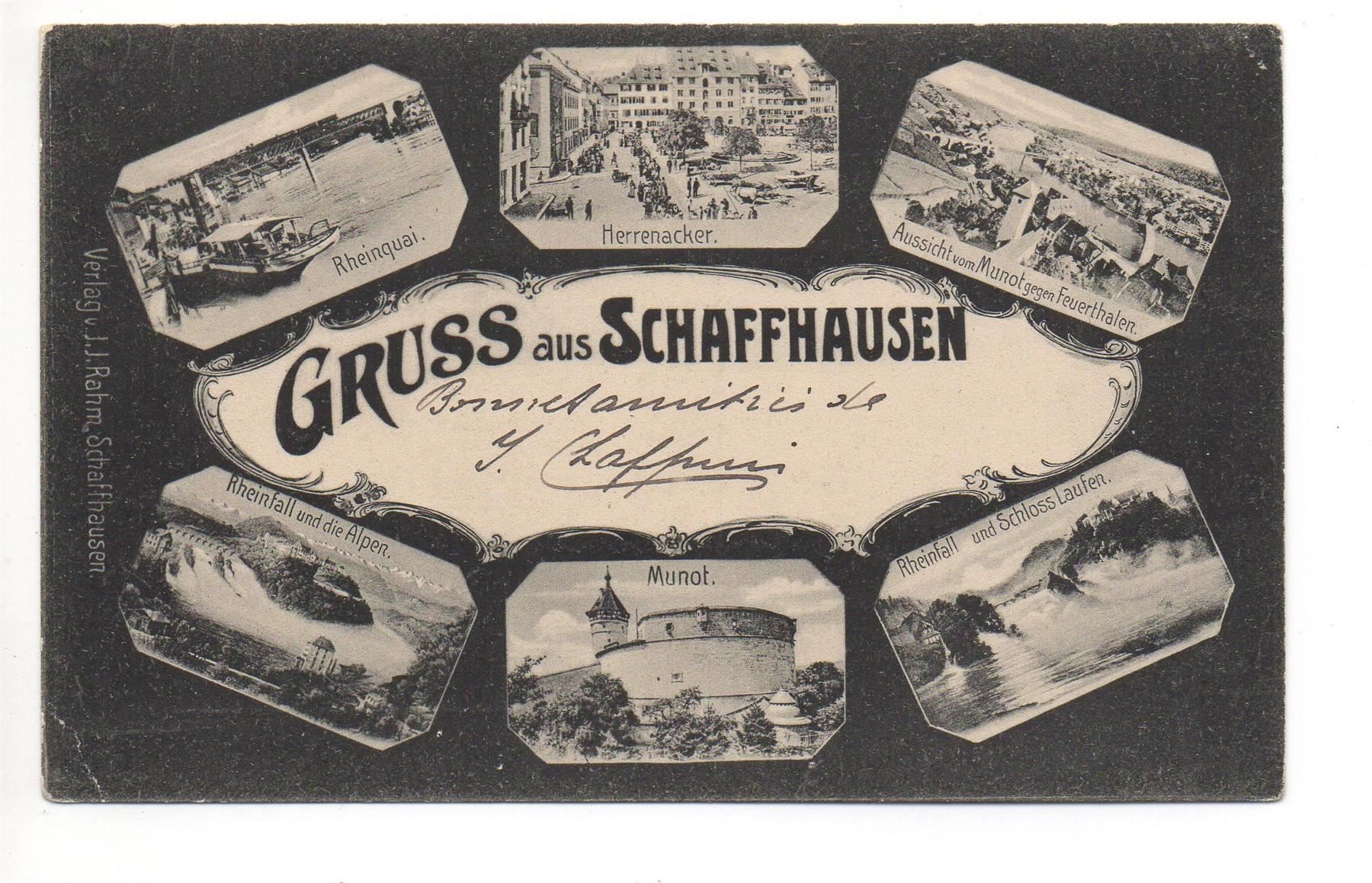 Cartoline postali: 6-Bild-AK Gruss aus SCHAFFHAUSEN – Usato da Jona venduto da philajona