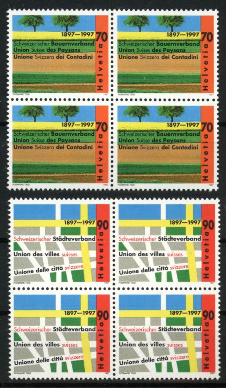 Tutti i francobolli: 1997,  Sonderpostmarken, Viererblöcke ** – Usato da Willisau venduto da Vollstempel
