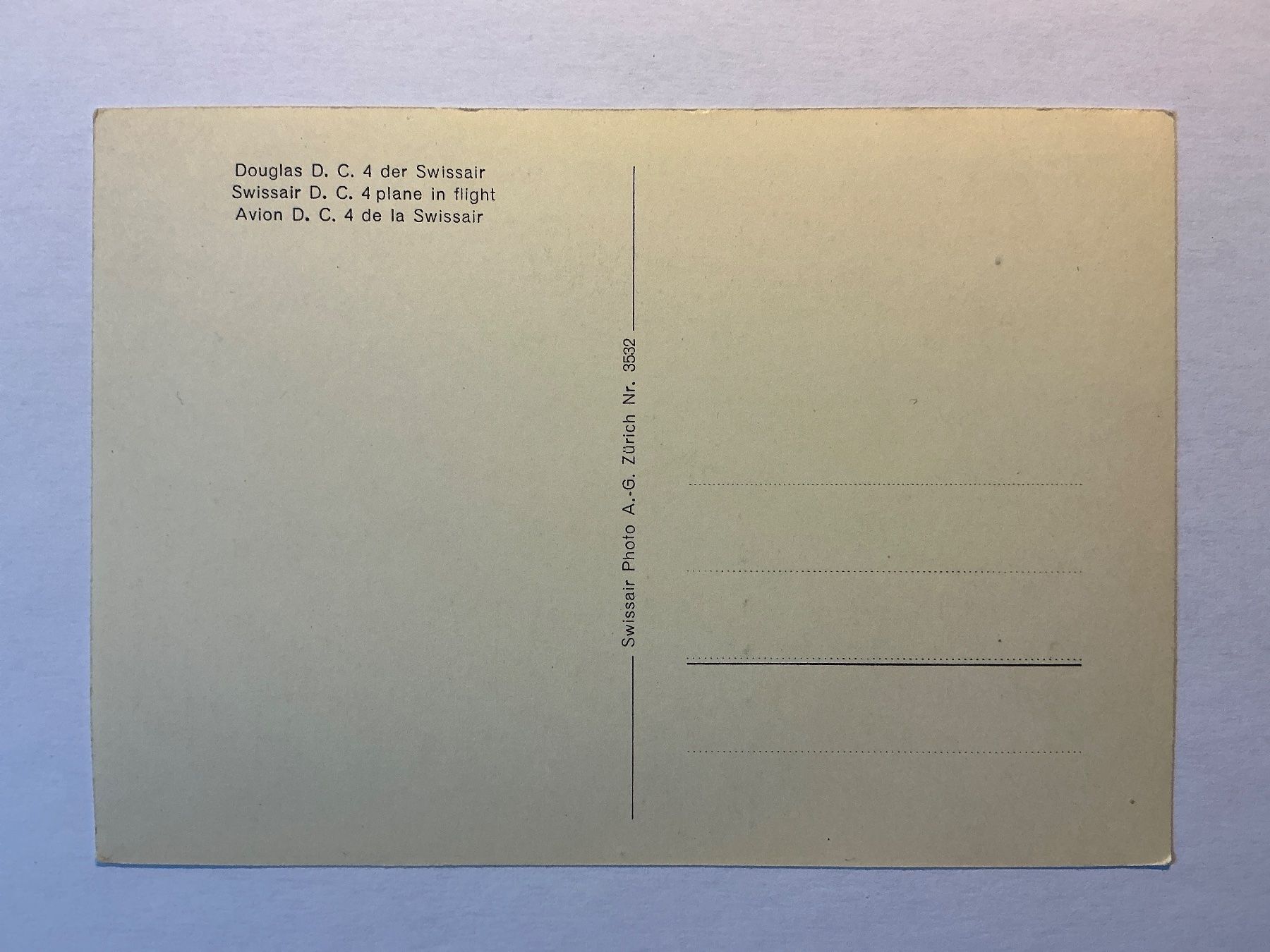 Cartoline postali: Swissair Postkarte DC4 HB-ILA – Usato da Maur venduto da 20hcodracir11 1