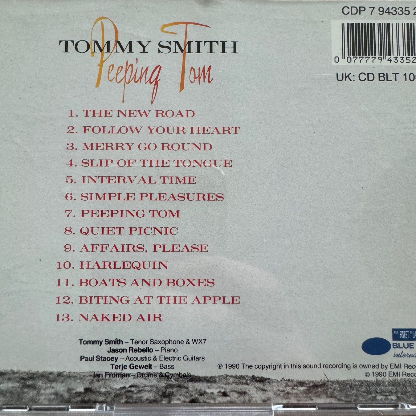 CD: Tommy Smith -- Peeping Tom (CD Blue Note) 1990 – Usato da Zug venduto da Mirare9 2