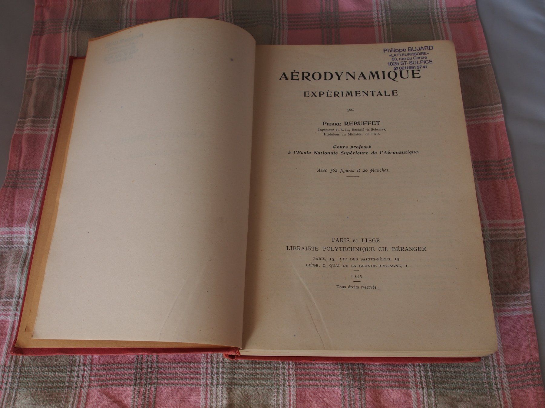 Livres: aérodynamique expérimentale p. rebuffet éd. 1945 – D'occasion à Ovronnaz par Etagne68 2
