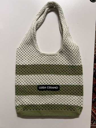 Tasche Luisa Cerano, gehäkelt, grün gestreift, Boho