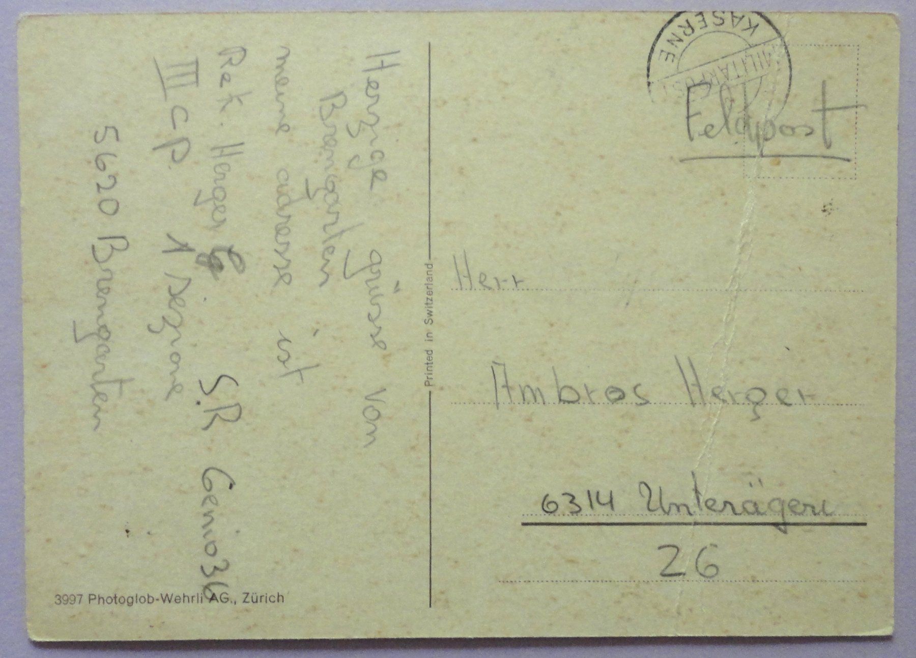 Cartoline postali: Kaserne Bremgarten "Camp" – Difettoso da Fétigny venduto da Billy2miny 1