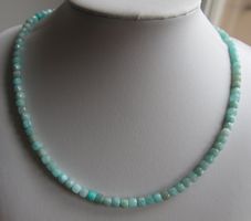 NEU: Amazonit Würfel Kette Collier Magnetverschluss