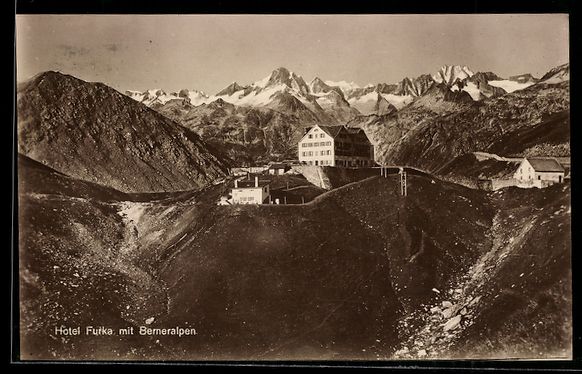 Cartoline postali: Furkapass, Passhöhe, Hotel Furka mit Be – Usato da Berlin venduto da bartko-reher