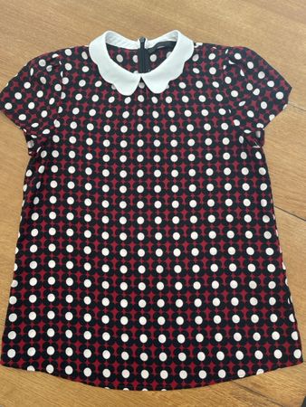 Bluse mit Kragen Blumenmuster Rot Weiss Schwarz Grösse 38
