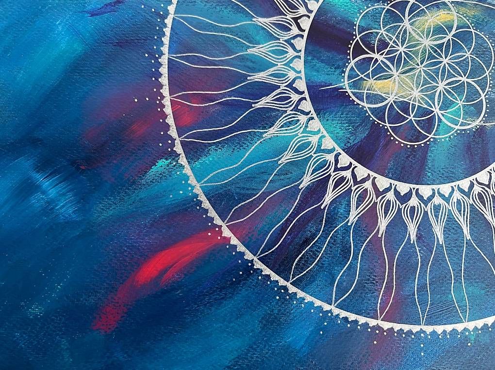 Dipinti: 70x50cm Bild blau Mandala – Usato da Urdorf venduto da manuela4 2