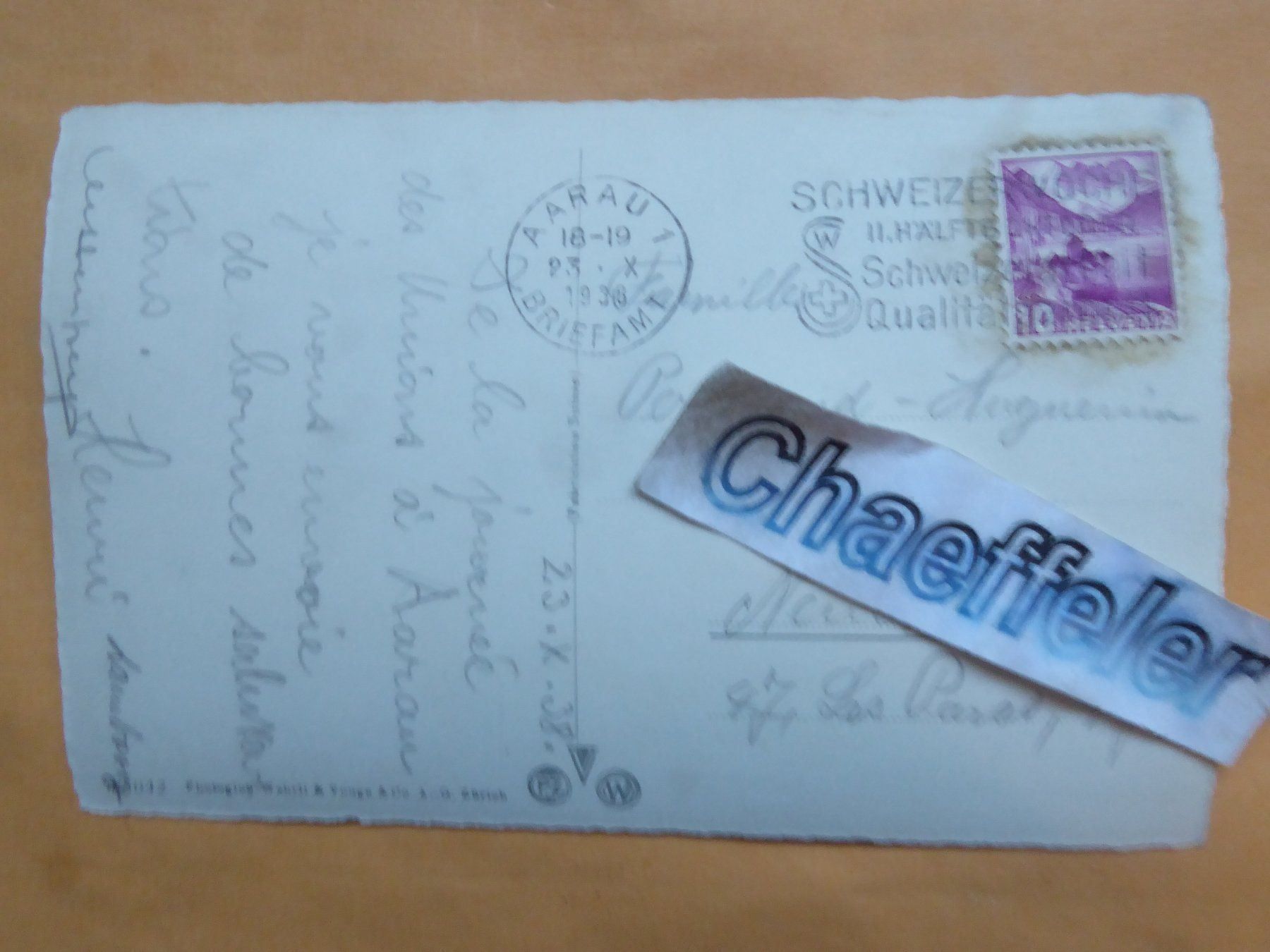 Ansichtskarten: 1938 Aarau – Gebraucht aus Zürich von Chaeffeler 1