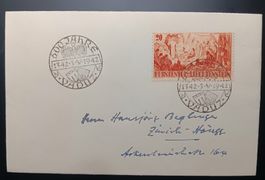 LIECHTENSTEIN BRIEF VON VADUZ NACH ZÜRICH 1942
