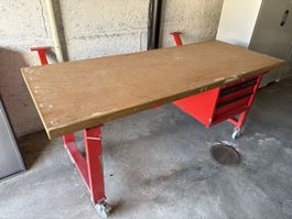 Werkbank auf Rollen, Holzplatte, ideal für die Werkstatt!