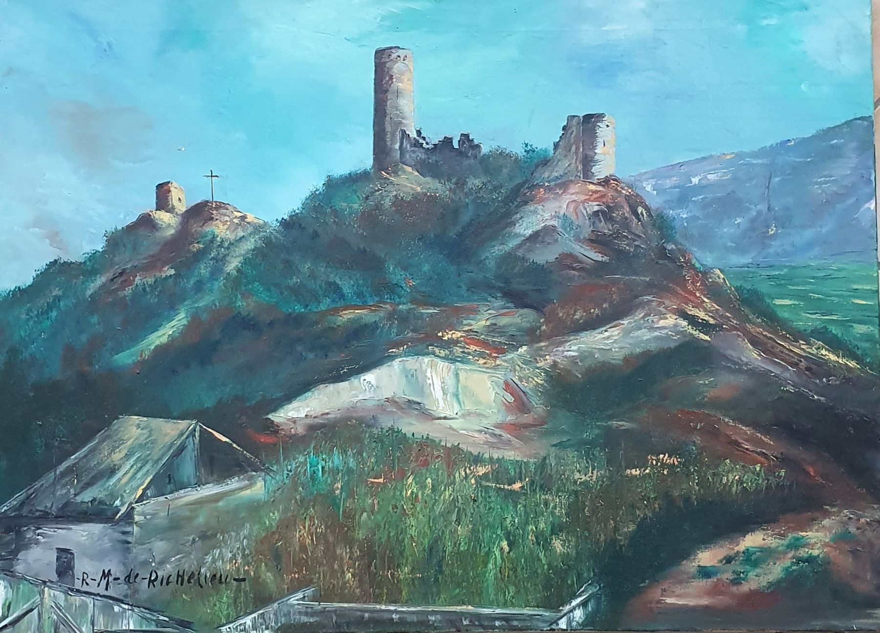 Tableaux: Très grande Hst RM de Richelieu Saillon Valais – D'occasion à Servion par meno999 1