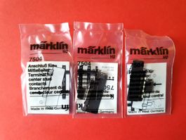 Märklin 3 X N° 7504, Anschluss für Mittelleiter, neu, OVP