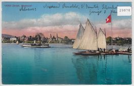 Zürich - Alpenquai - Dampfschiff -Litho