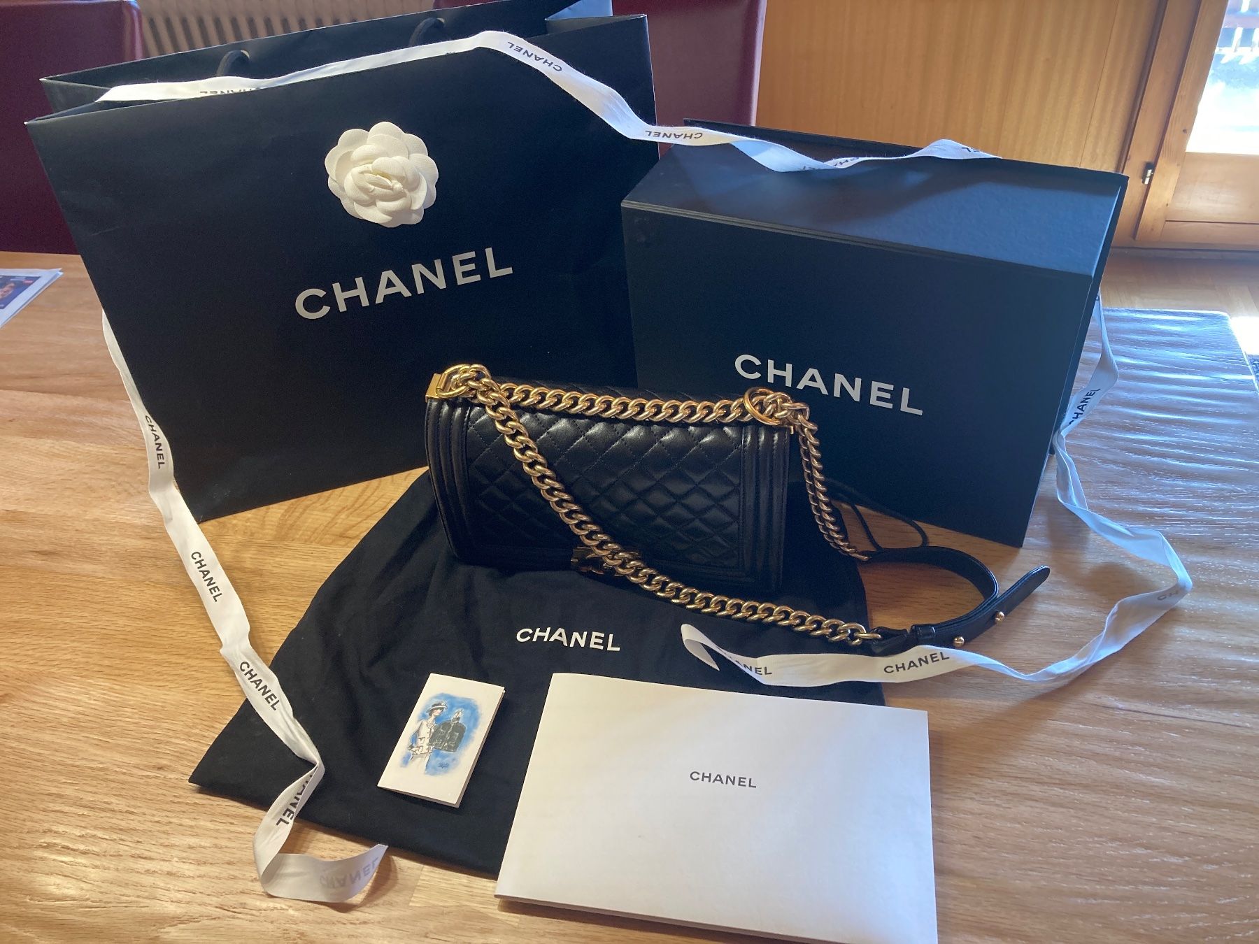 Chanel Taschen für Damen: Chanel Boy Leder Tasche Schwarz Gold – Neu (gemäss Beschreibung) aus Latterbach von zimmerbraun 5