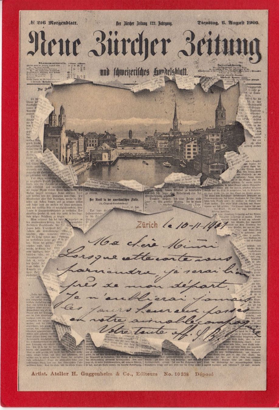 Cartoline postali: AK ZÜRICH NZZ, 1901 – Usato da Grüningen venduto da Kartensammler